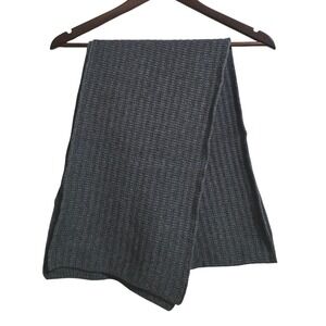 Murano Gray Ribbed Knit Merino Wool Cashmere Blend Scarf